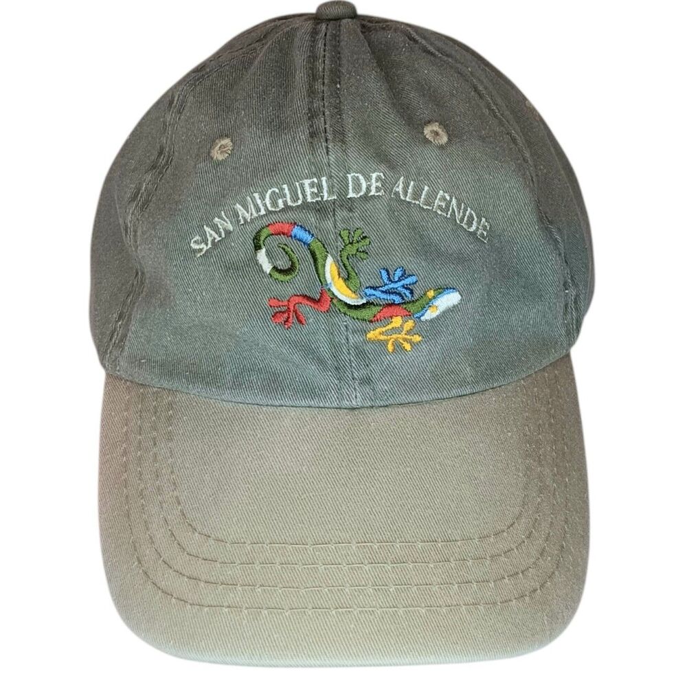 Vintage San Miguel de Allende Hat Khaki & Beige Colorful Lizard By Yacht Club